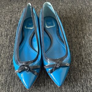 Dior Women's Blue Flats with Black Accents